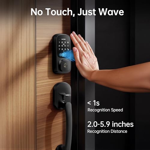NUTOMO Palm Vein Smart Lock: Keyless Entry Door Locks with Handle Set Built-in WiFi Keypad Electronic Digital Deadbolt with APP Remote Control for Home Support Alexa/Rechargeable Battery/BHMA 3/Black - image 2