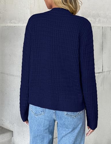 Image of Zeagoo Women's 2026 Cardigan Sweaters Button Down Crew Neck Open Front Long Sleeve Knit Cropped Jackets