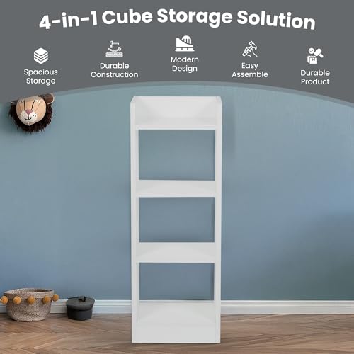 Image of YESMOM YOVA Interior 3 Layer Engineered Wood Multipurpose Rack Bookshelf Storage Organizer Stand Modern White Bookshelf Storage for Home Organization. (White)