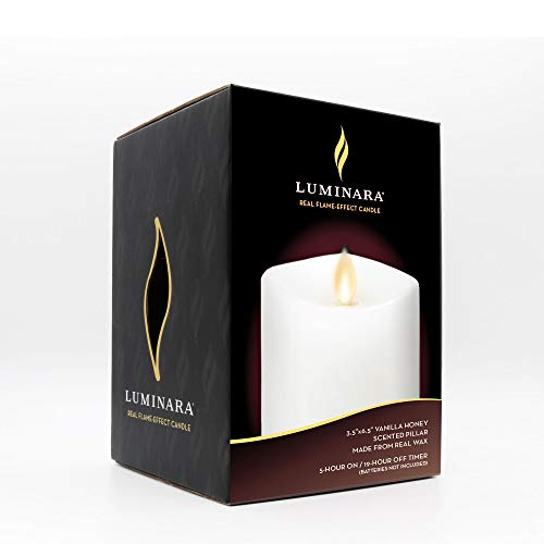 Luminara Flameless Pillar Candle Large (6.5 Inches, Unscented), Flickering Real Flame Effect, Melted Edge, Smooth Wax, Led Battery-Operated Candles #TOP1