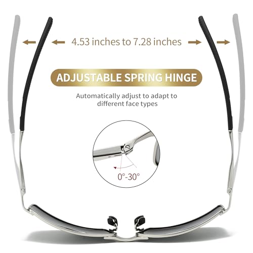 SUNGAIT Ultra Lightweight Polarized Sunglasses Men Rectangular Metal Frame with Spring Hinge (Silver Frame/Gray Lens)4