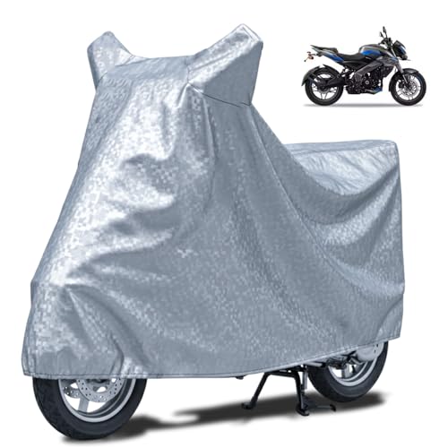 Image of FABTEC Waterproof Bike Body Cover Compatible with Bajaj Pulsar NS200, A2 (Silver)