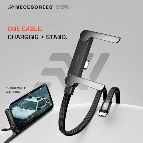 Image of Type C to C 240W Fast Cable, Built-in Invisible Mobile Stand | 480Mbps Data Transfer | 1.5M Long Nylon Braided Flat Unbreakable | Compatible with Type-C Phones | Macbook, iPad etc