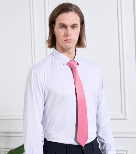 Image of KOOELLE Men's Ties Solid Pure Color Plain Neckties Formal Black Ties For Men