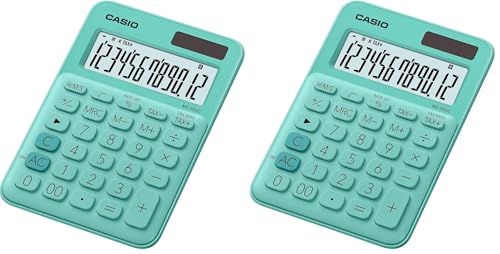 Casio MS-20UC-GN - Calculadora, 2.3 x 10.5 x 14.95 cm, Color Verde (Paquete de 2)