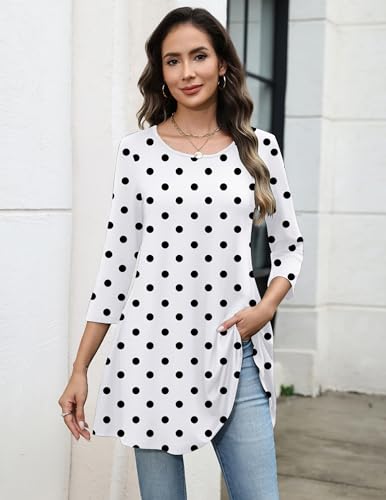 Image of Zeagoo Women Tops 3 /4 Sleeve Dressy Casual Plus Size Tunics Loose Blouses