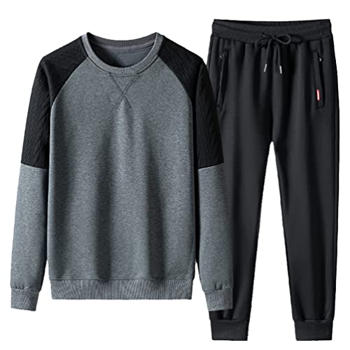 Jinfuhao Spring Autumn Tracksuit Men Sweatshirt And Sweatpants 2 Piece Set Male Sports Set Running Suit Cotton Outfit Set Ntz47 Gray9 Xl #TOP21