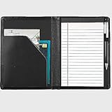 Lcjtop Padfolio Binder A5 Document Organizer with Refillable Lined Notepad, Junior Size Folder Portfolio for Men Women, Black