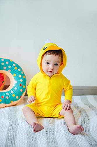 Image of VAENAIT BABY Girls One-Piece Swimsuit, UPF 50+ Long Sleeve Rash Guard, Ruffle Swimwear Infant & Toddler for 0-2 Years