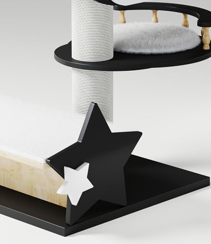 Torre moderna para gatos 3 niveles de madera sólida natural miniatura 5