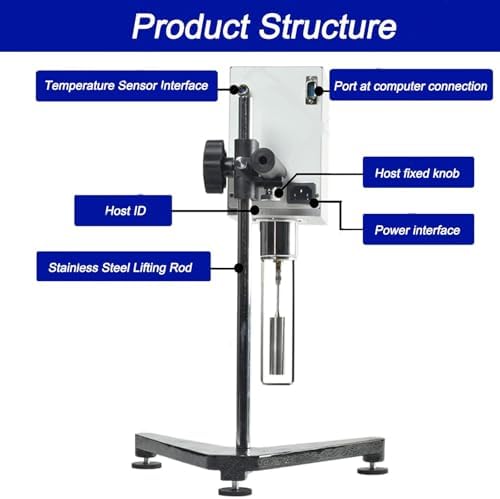 Digital Rotary Viscometer, Portable LCD Viscosity Meter with 4 Rotors, Variable Speed 6-60 r/min, Ideal for Paint & Liquid Viscosity Testing in Labs.