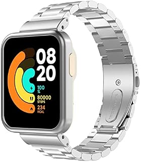 MoKo Strap Compatible with Xiaomi Mi Watch Lite/Redmi Watch, Stainless Steel Replacement Band Metal Wristband for Women Men, Silver