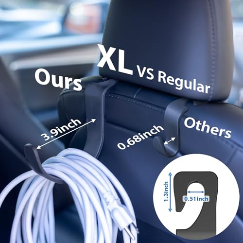 Image of Travel Depot XL Hard Hat Holder for Truck, Heavy-Duty Headrest Hooks, Seat Back Organizer for Hard Hats, Bags & Gear, Universal Truck & Car Headrest Organizer, 2-Pack