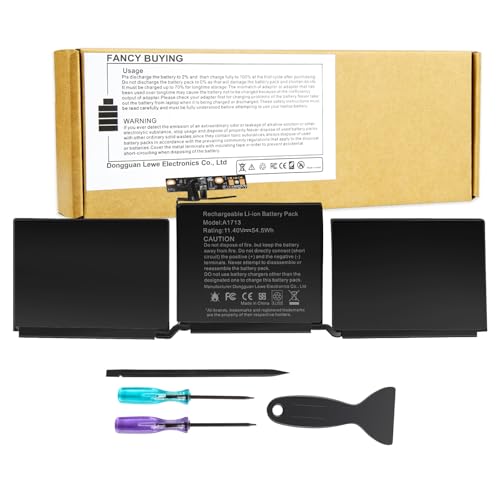 A1708 A1713 Battery for A2171 A2159 A2289 A2338, Compatible with MacBook Pro 13 Inch (Late 2016, Mid 2017, Mid 2019, 2020), EMC 2978 3301 3456 3578 3164 020-00946 MacBookPro13,1 14,1 - 11.4V 54.5Wh