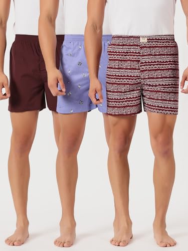 Image of Thomas Scott Men's | Cricket Club | Regular Fit | 100% Cotton | Casual | Woven | Boxer | Shorts | Pack of 3