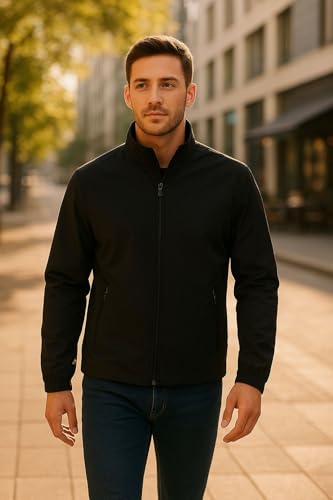 Image of Men's Lightweight Windcheater Zipper Jacket - Gym, Rider Winter Jacket for Men - Thin Wind Sheeter Zip-up Sports Jacket for Man