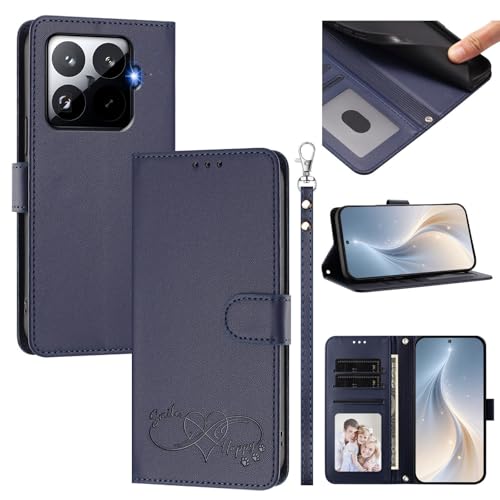 Jiajihua Cover Compatible with Xiaomi 15T Pro Phone Case【Card Cash Slot Wallet Design Flip Kickstand Drop Protection】 Blue