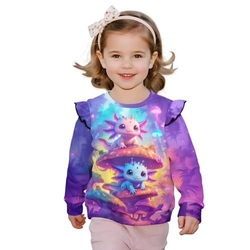 Xpyiqun Ruffle Sweatshirts Size 1-8 Crew Neck Pullover Tops for Girls Long Sleeve T-Shirts Graphic Clothes