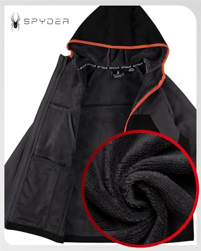Image of Spyder Mens Softshell Jacket - Faux Fur Lined Water Wind Resistant Performance Mens Fleece Jacket for Hiking Running Jogging