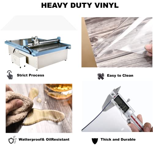 Clear Plastic Dining Room Table Protector 24 X 47 Inch,1.5Mm Thick , Water Resistant &Non-Slip ,Square Clear Desk Pad Mat, Plastic Clear Pvc Table Cover For Wood Furniture & Office Desk #TOP3