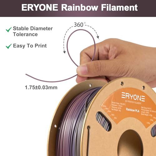 Image of ERYONE Rainbow PLA Filament 3D Printer Filament 1.75mm + /- 0.03mm, Multicolor PLA Filament 1KG Cardboard Spool(2.2LBS), Lagoon Rainbow