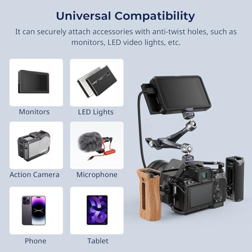 Image of SMALLRIG 11 inch Rosette Magic Arm, Camera Monitor Mount, Articulating Arm with 1 /4 inch-20 and 3 /8 inch-16 Locating Screw for ARRI, Max Load Capacity 3kg Friction Arm, for Cameras, Monitors, LED Lights - 4900