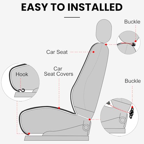 Image of surpassme Comfortable Car Seat Covers Universal Front Seat Covers for Car Accessories, Padded Car Interior Covers for Automotive, SUV, Truck, and Van(Black)