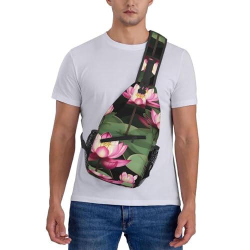 Bolso bandolera con estampado de flores Asian Lotus negro miniatura 7