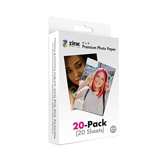 Zink Papel fotográfico instantâneo premium de 5 cm x 7,6 cm (pacote com 20) compatível com câmeras e impressoras Polaroid Snap, Snap Touch, Zip e Mint
