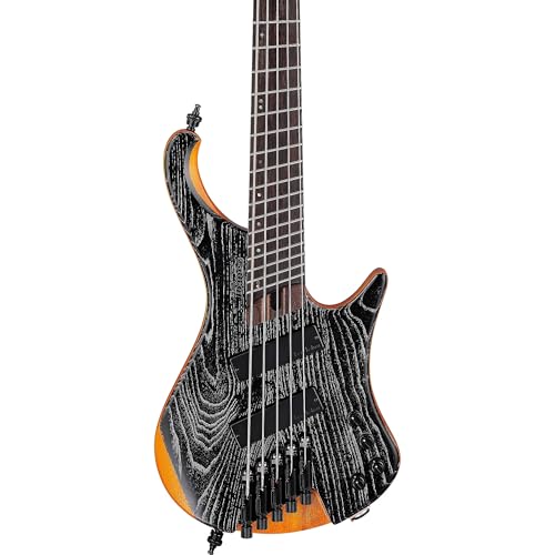 Ibanez EHB1135MS Headless 5-String Bass Guitar, Panga Panga Fingerboard, Silver Wave Black Low Gloss