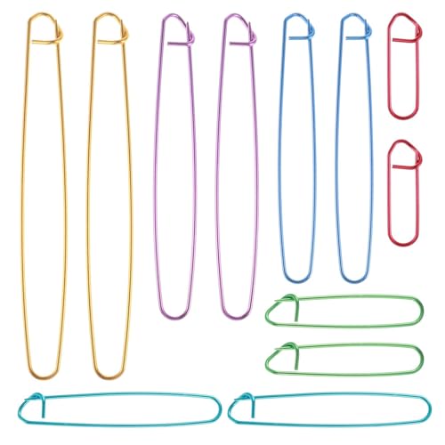 LIAMGUS 12 pcs Stitch Holders Stitch Holder SetStitch Holder Set Aluminum Stitch Holders for Blankets Scarves Quilts Other Knitting Project Crochet Projects (Random Color)