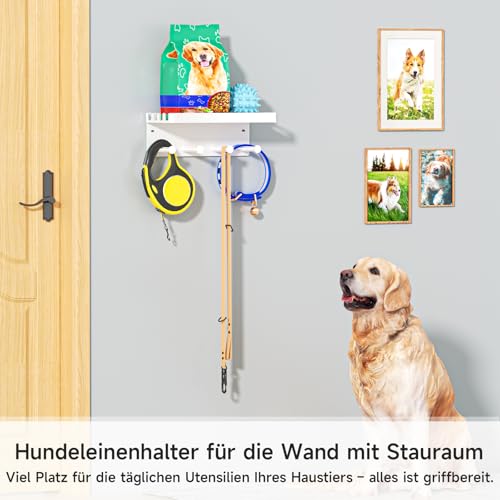 YYBO Schlüsselbrett Mit Ablage, Hundegarderobe Metall, Schlüsselhalter Wand, Schlüsselbrett Weiß Schlüsselablage, Hundeleinen Halterung für Flur, Eingangsbereich, Selbstklebend or Bohren