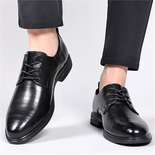 Men's Lace Up Oxford Dress Shoes Genuine Leather Brogue Pointed Toe Black British Style Formal Business Wedding Gentleman Footwear4