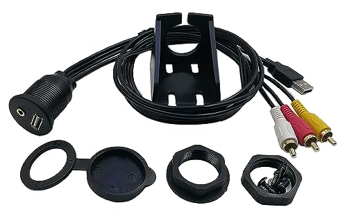 Câble USB encastré et rallonge RCA 1m pour tableau de bord auto et moto