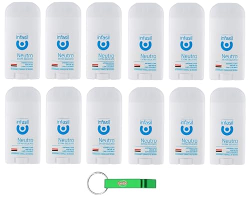 12x Infasil Deodorant Neutro Extra Delicato Deo Stick - Deodorante Ohne Aluminiumsalze 50ml + Beni Culinari Kostenloser Schlüsselanhänger