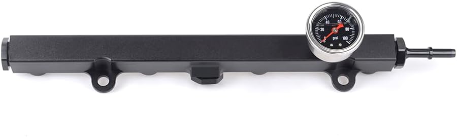 Aluminum Heavy Fuel Rail Kit High Flow Injection Fuel Rail with Oil Gauge Kit Compatible with HONDA K SERIES K20 K24 RSX CIVIC SI,INTEGRA EP3, black