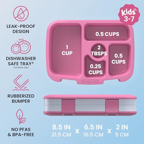 Image of Bentgo Kids Prints Leak-Proof, 5-Compartment Bento-Style Kids Lunch Box - Ideal Portion Sizes for Ages 3-7, Durable, Drop-Proof, Dishwasher Safe, PFAS- & BPA-Free Materials (NEW Blooming Floral)