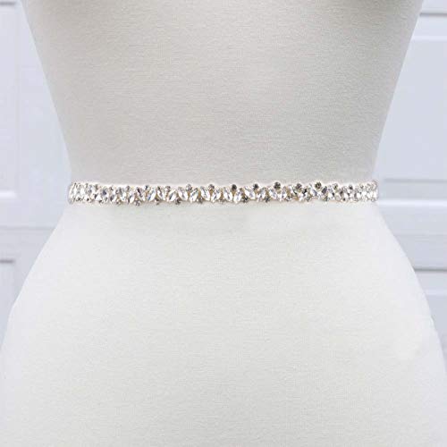 yanstar Handmade Silver Crystal Rhinestone Wedding Bridal Applique By The Yard For Bridal Dress (Silver)