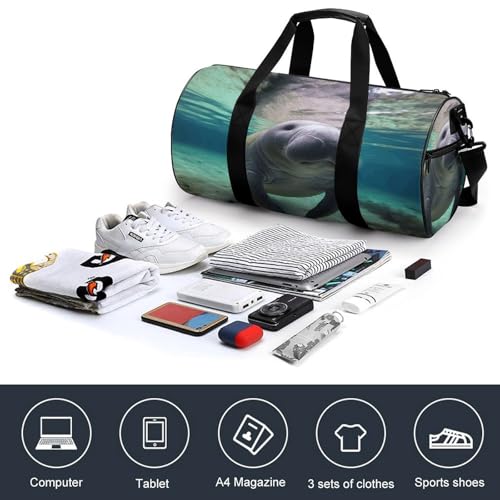 Gym Bag For Women Men Lightweight Cute Sea Animal Manatee Print Duffel Bag Personalized Travel Bags For Travel Sports4