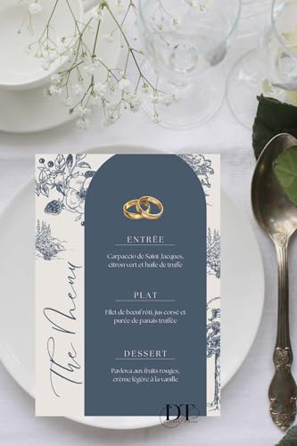 Menu personnalisable vert sauge en impression haut de gamme pour table de mariage et baptême