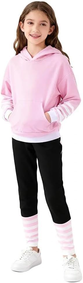 Size 5-11 Years Girls Clothes 2Pcs Outfits Hoodies Striped Leggings Pants Set Fall Winter Clothes 2025 - Image 3