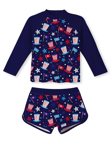 Image of TUONROAD Girls 2 Pieces Rash Guard Swimsuit Long Sleeve Tankini for 4-10 Years