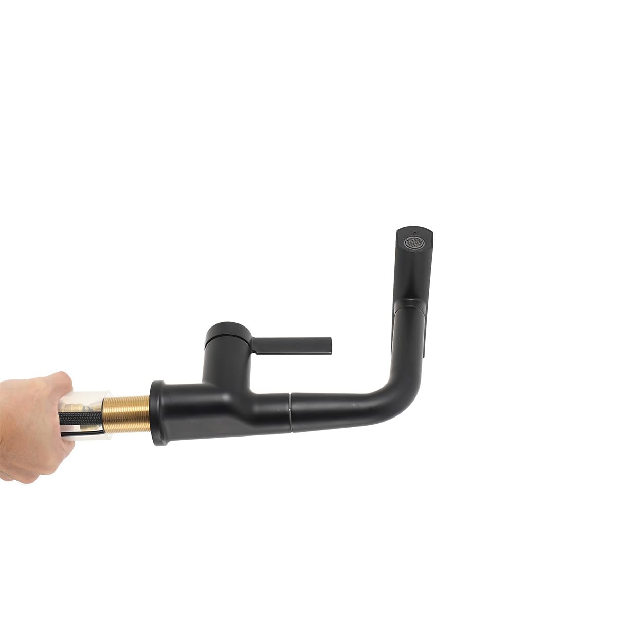 Wasserhahn Küche, Hochdruck Küchenarmatur, Armatur Küche mit Brause Ausziehbar, Mischbatterie Küche 360° Schwenkbar, Spültischarmatur Messing mit 60cm Schläuchen für Küchen Spüle