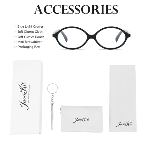 Image of JOVAKIT Retro Oval Blue Light Blocking Glasses for Women Vintage Fashion 90s Small Oval Frame Eyeglasses