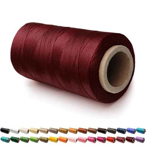 Flat Waxed Thread for Leather Sewing String Polyester Cord Stitching Bookbinding DIY Weave Craft (1.0mm 210D, Wine Red) โ image 1
