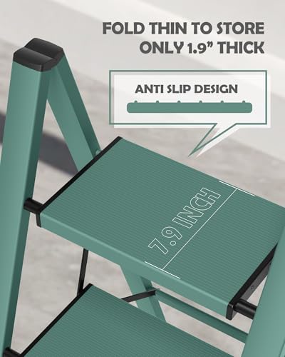 image for Taranta 2 Step Ladder,Aluminum Lightweight Folding 2 Step Stool with A