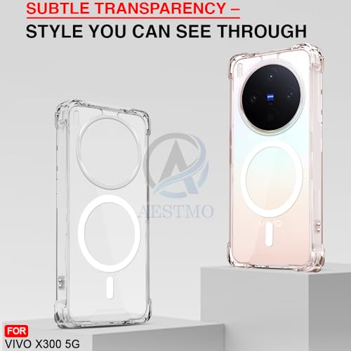 Image of AESTMO Clear Back Cover for Vivo X300 5G | | 360 Protection | Transparent Back Cover for Vivo X300 5G (PC + TPU, Compatible with MagSafe Accessories, Transparent Bumper)