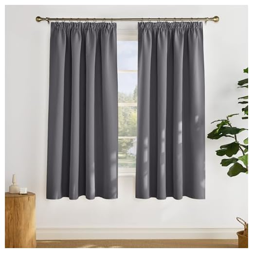 PONY DANCE Vorhang Blickdicht Grau Wohnzimmer Übergardinen mit Kräuselband Kurz 2er Set H 175 x B 140 cm, Verdunklungsvorhänge für Schienen Thermo Gardinen Hitzeschutz