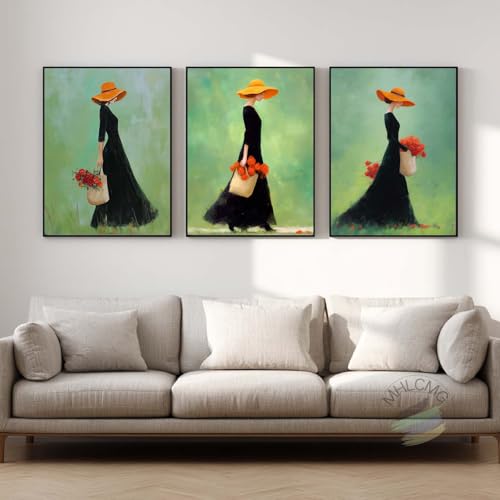 Affiche Impression sur Toile Vintage MHLCMG, 3 Tableaux 60x90cm Décoration Salon