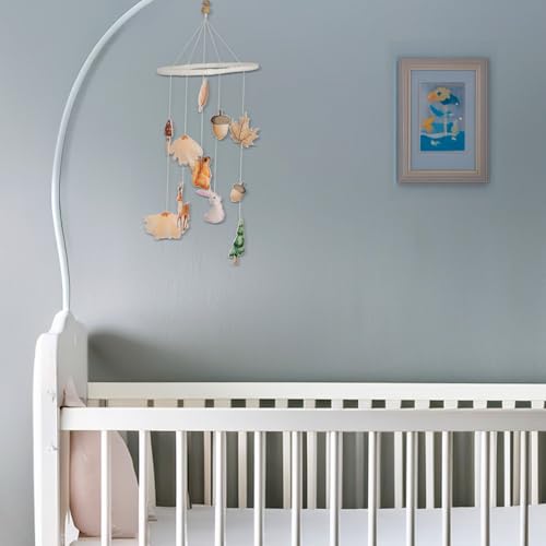 Image of Haus and Kinder Whimsical Woodland Crib Mobile - Set of 1 | Handmade Forest Animal Nursery Decor with Wooden Frame, Soft Fabric Baby Mobile with Deer, Squirrel & Tree, Eco-Friendly, Height64cm